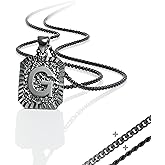ketryep Gold Initial Necklaces for Men 18k Gold Plated Letter A-Z Pendant With Stainless Steel Figaro/Rope/Cuban Chain, Mens Cross Letter Necklace for Christmas Birthday Religious Gifts