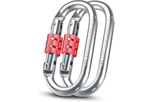 XTEK Climbing Carabiner Clip – UIAA Certified 25 kN 5620 LB, Large Heavy Duty Carabiners for Climbing: Oval-Shape, Screw Locking Steel Caribeener Clips, Hammocks, Hiking, Camping – Durable & Tested