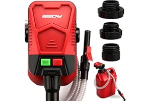 Automatic Fuel Transfer Pump with Auto-Stop Sensor(3.2 GPM), Battery Operated Gas Can Pump with 3 Can Adapters, Extra Long Ho