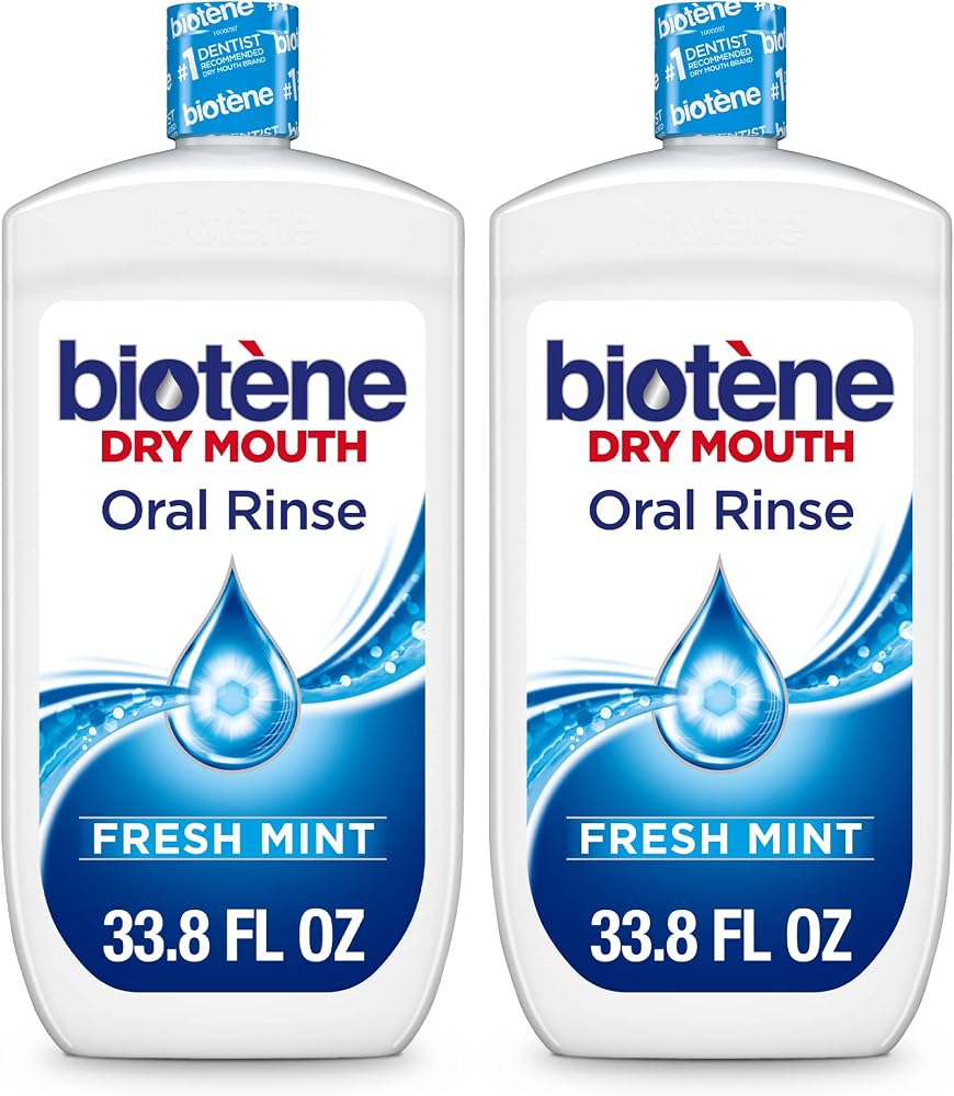 Biotene Oral Rinse Mouthwash for Dry Mouth, Breath Freshener and Dry Mouth Treatment, Fresh Mint - 2x33.8 fl oz