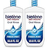Biotene Oral Rinse Mouthwash for Dry Mouth, 2x33.8 fl oz | Breath Freshener and Dry Mouth Treatment, Fresh Mint, Alcohol-Free Mouthwash