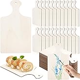 60Pcs Mini Wooden Cutting Boards, Wood Chopping Board with Handle, Small Charcuterie Boards Unfinished Blank Wood Craft Paddl