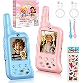 2 Pack Video Walkie Talkies for Kids, Rechargeable Kids Walkie Talkies with HD Camera & Voice Changer Long Range Video Intercom Toys Boys Girls Birthday Gifts for Family Games Outside Camping Hiking