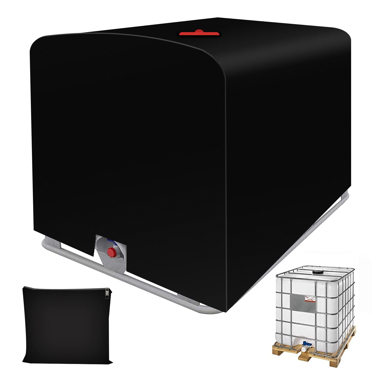 MaxAwe IBC Water Tank Protective Cover, 420D 1000L 120 x 100 x 116cm, Waterproof Dustproof Anti-UV, Oxford Cloth Cover