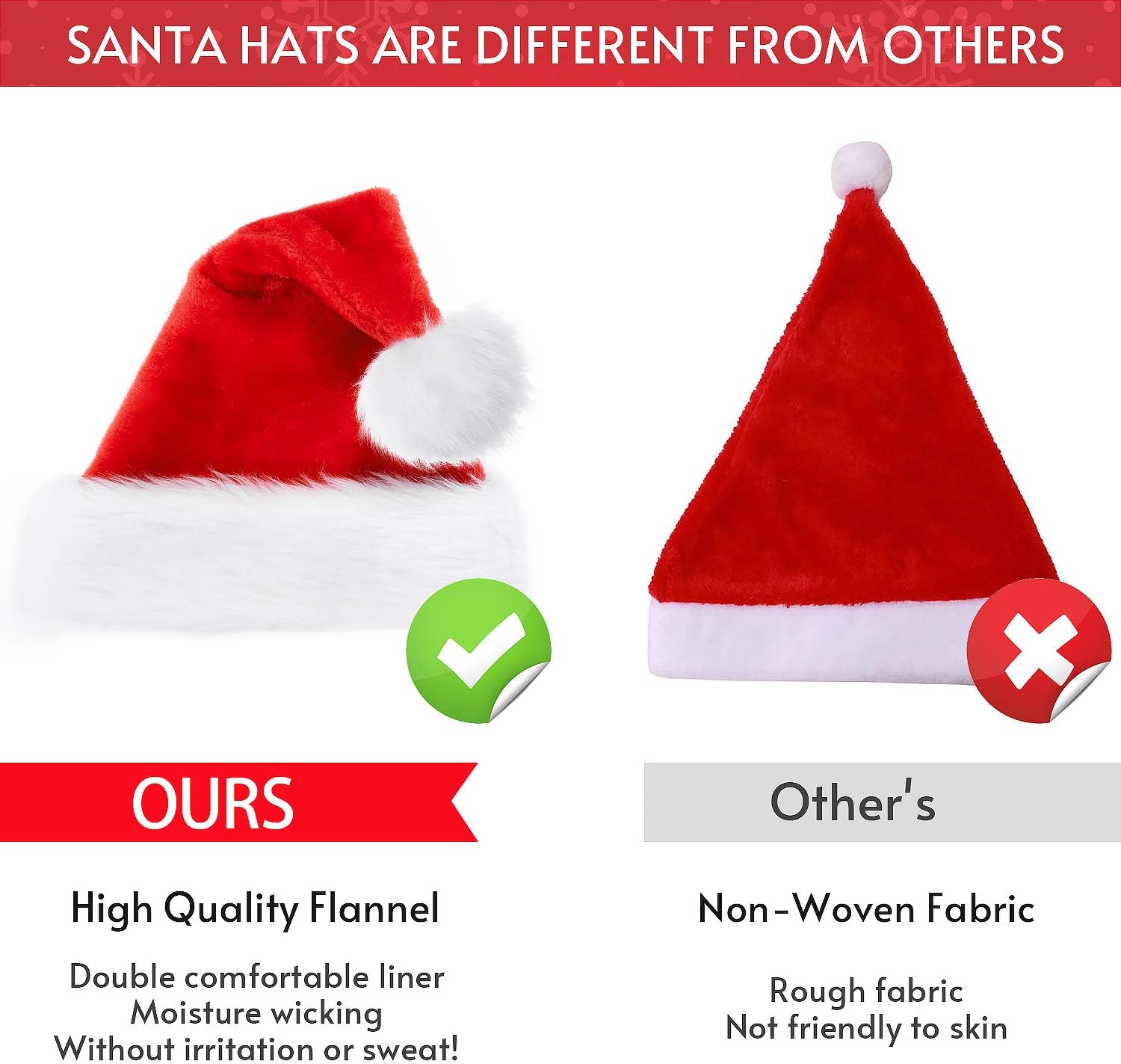 benpen Santa Hat for Adults Christmas Hats Luxury Unisex Father Christmas Hats Plush Xmas Santa Claus Hat - Image 4