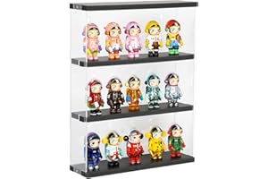 Nynelly 3-Layer Acrylic Display Case, Wall Mounted Display Box with Door, Countertop Clear Minifigure Showcase for Collectible, Funko Pop, Minifigure, 11.5" L x 3.3" W x 15" H ,Black