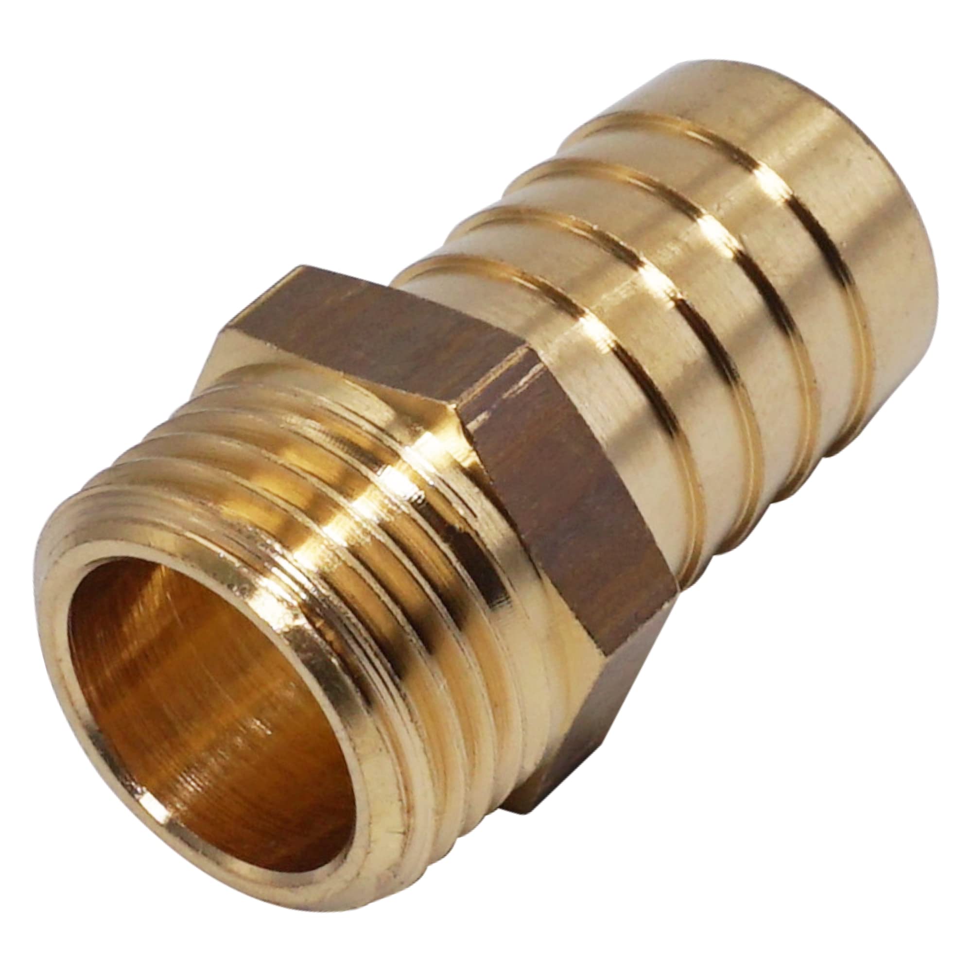 SKIR'CO 1 pc Male Thread Barb Brass Fitting 1/2" x 18 mm, Hose Barbed Adapter, Hose Tail Connector, BSP Thread