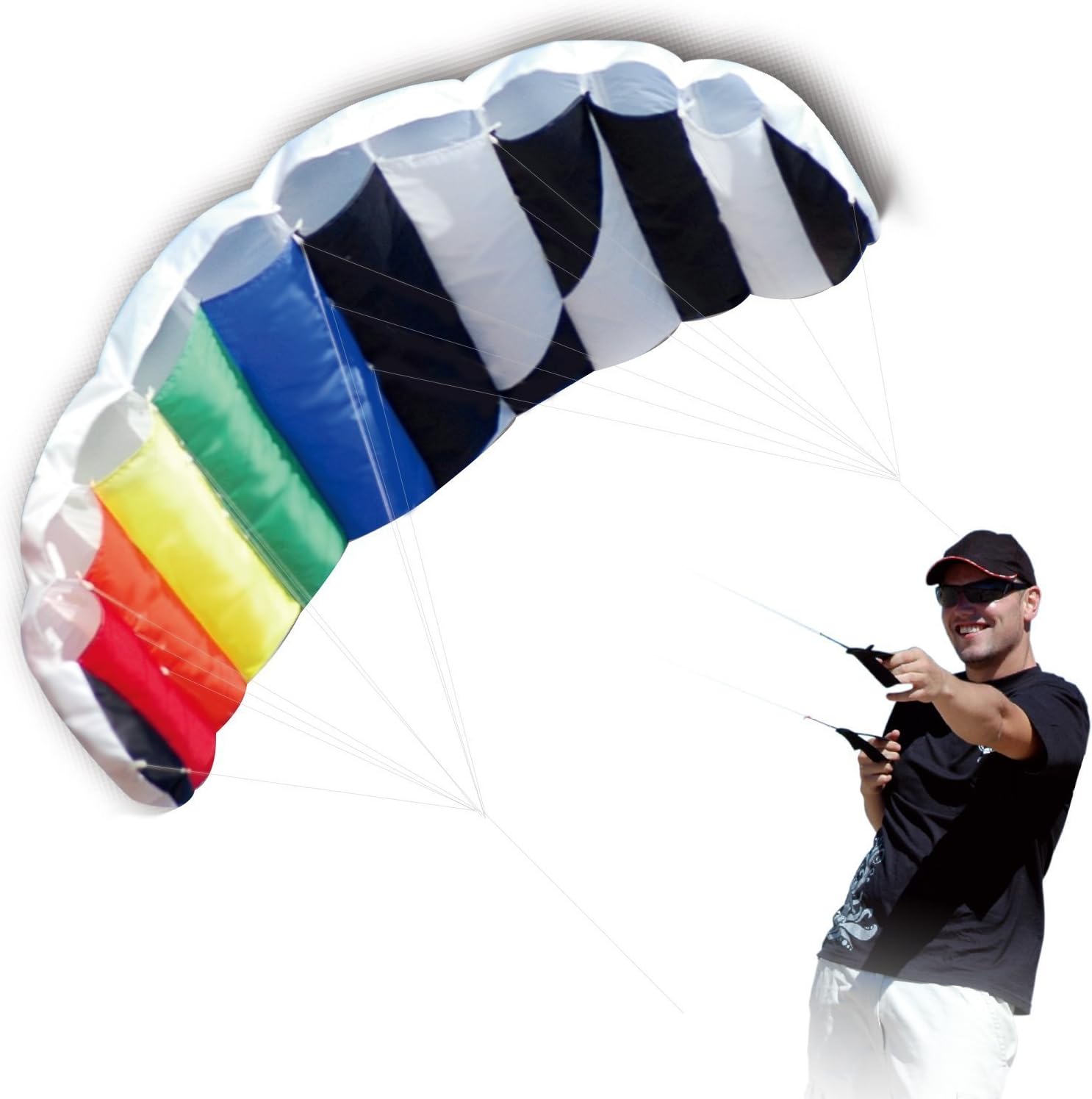 HENGDA KITE 1.4 M Intro Foil Design Rainbow Kites Soft Stunt Sport Parafoil Kite 55-inch with Flying Tool Set