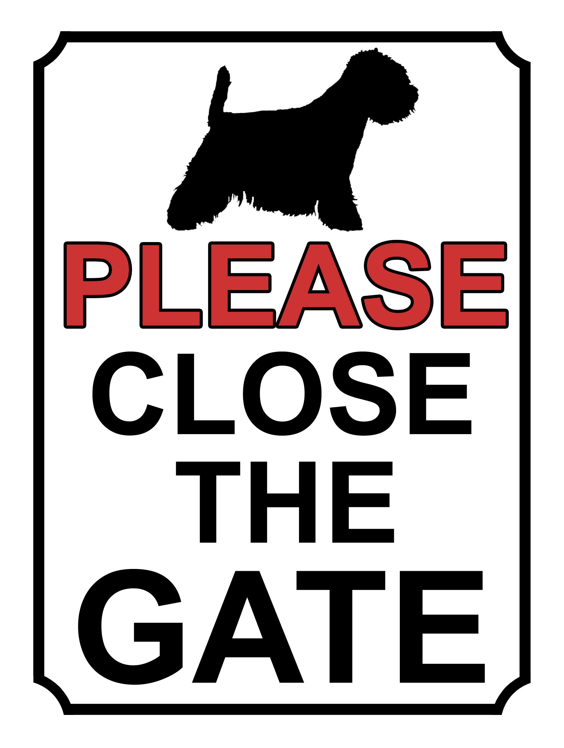 SHAWPRINT PLEASE CLOSE THE GATE DOG THEME METAL SIGN 267MM X 200MM (425H1L) LARGE 10" X 8"