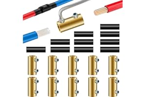 GIBBAB 20PCS 6-10AWG 6 8 10 Gauge Wire Connector Nut Kit, 80Amp Screw Quick Wiring Connection Terminal, Splicing Quick Wire Connectors, Circuit Wire Butt Bras Connector with Heat Shrink Tube Wrench