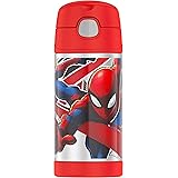 THERMOS FUNTAINER 12 Ounce Stainless Steel Vacuum Insulated Kids Straw Bottle, Spiderman
