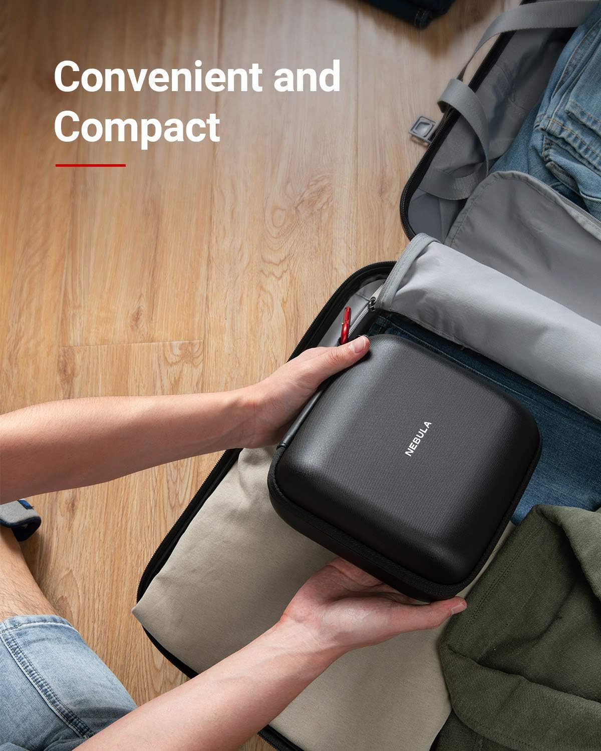 NEBULA Capsule Max Official Travel Case, By Anker, Polyurethane Leather, Soft Ethylene-Vinyl Acetate Material, Splash-Resistance, Premium Protection Projector Travel Case - Image 3
