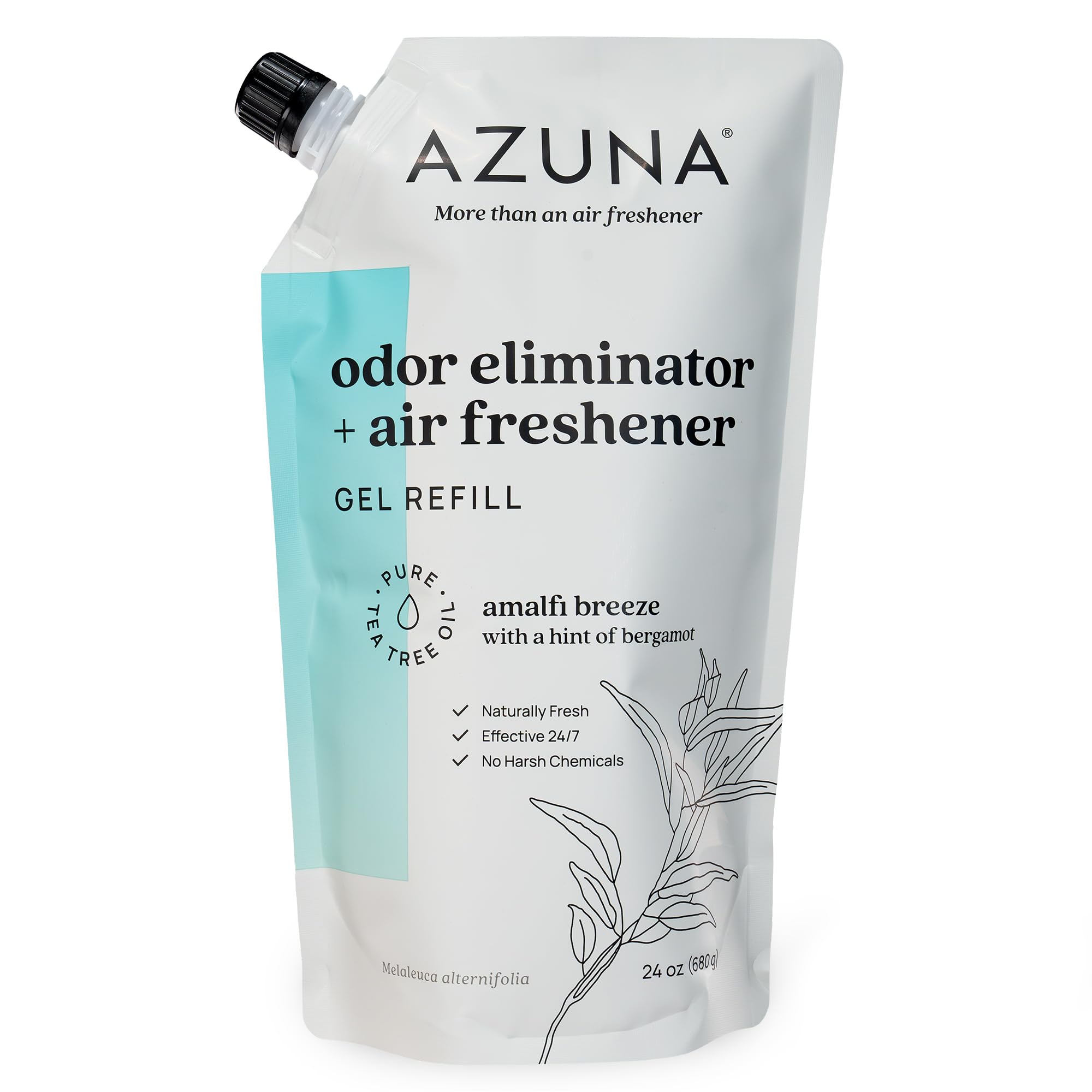 Photo 1 of Azuna All-Natural Odor Remover Gel Refill Pouch | Air Purifier with Tea Tree Oil | Plant-Based & Long Lasting | For Pet Odors, Smoke & Strong Odors | Amalfi Breeze, 24 oz.