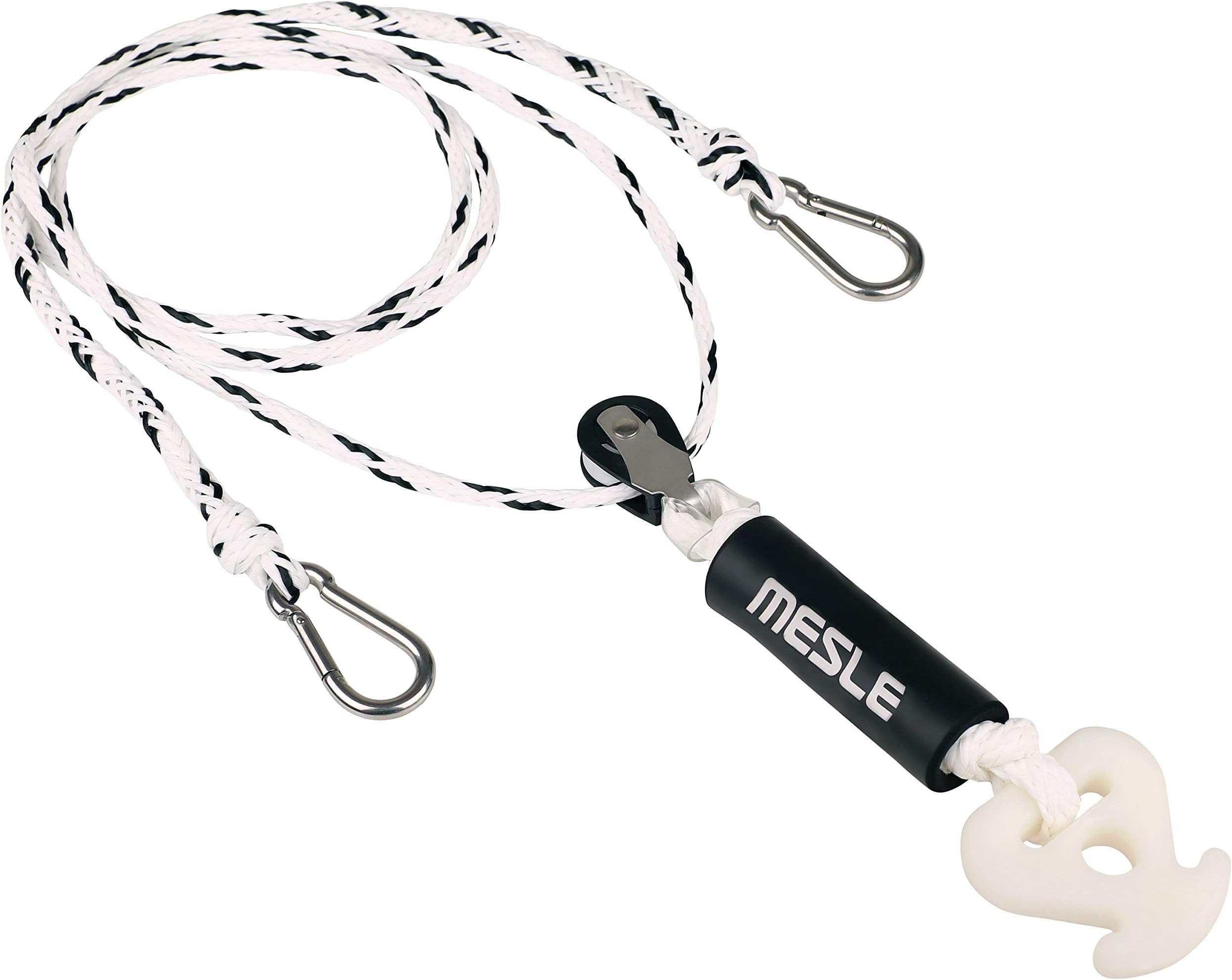 MESLE Tow Harness Pulley DLX 2 Person, self-centering, Bridle Length 305 cm, extra float, Quick-Connect-Hook, black-white, incl. Rope Keeper