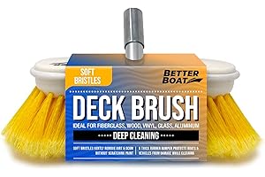 Soft Boat Deck Brush, Heavy Duty Marine Brush Head, 8" Bristle with Bumper, 3/4" Thread Handle, for RV, Truck and Auto Cleani