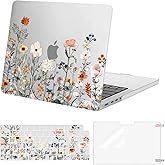 MOSISO Compatible with MacBook Pro 14 inch Case 2025-2021 M5 M4 M3 M2 M1 A3434 A3112 A3185 A3401 A2918 A2992 A2779 A2442, Garden Flowers Hard Shell Case&Keyboard Cover&Screen Protector, Transparent
