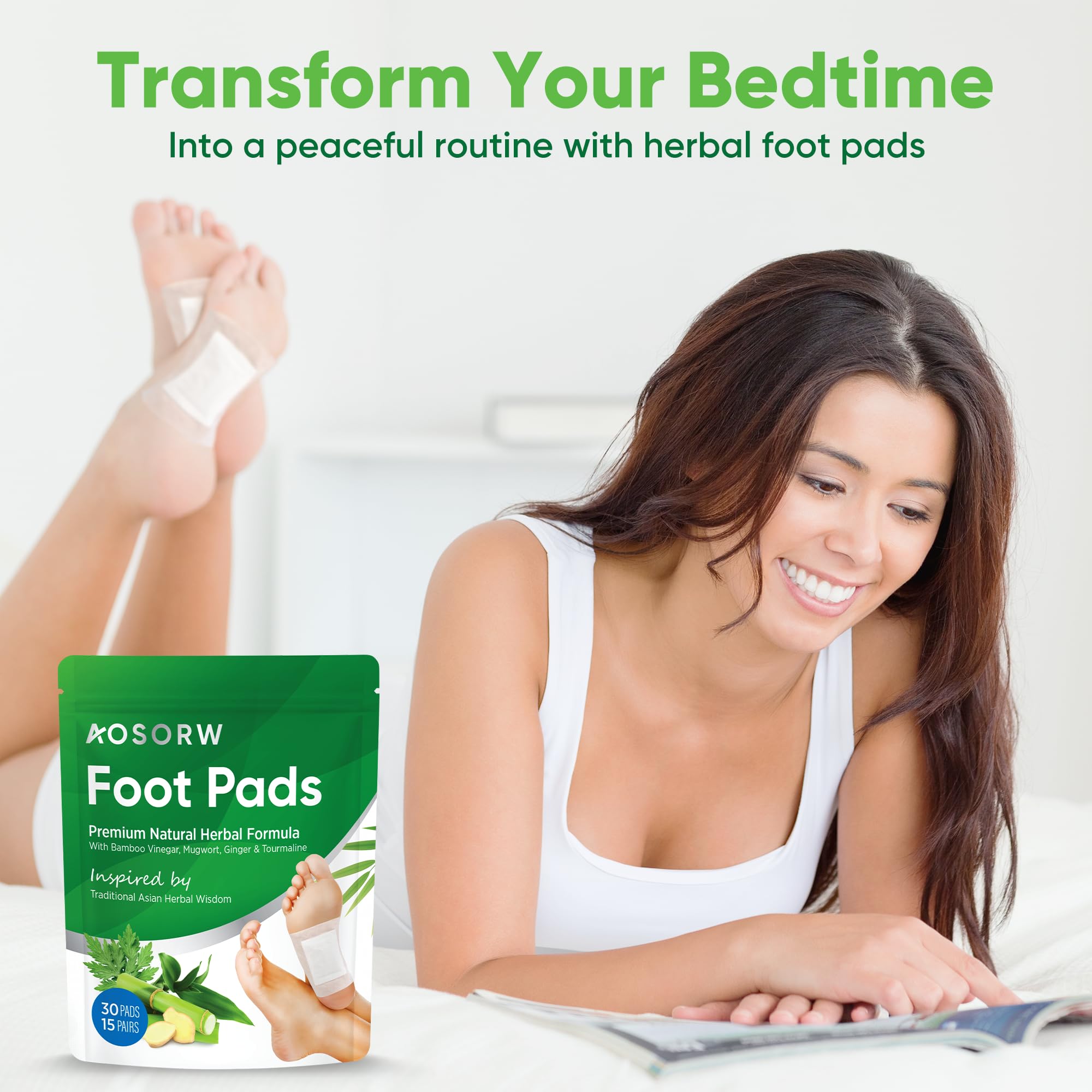 Natural Cleansing Foot Pads - Ginger Mugwort Bamboo Vinegar - Premium Foot Care - Relieves Stress and Fatigue - Improves Sleep and Supports Body Cleansing - 30 Pads (Pack of 1)