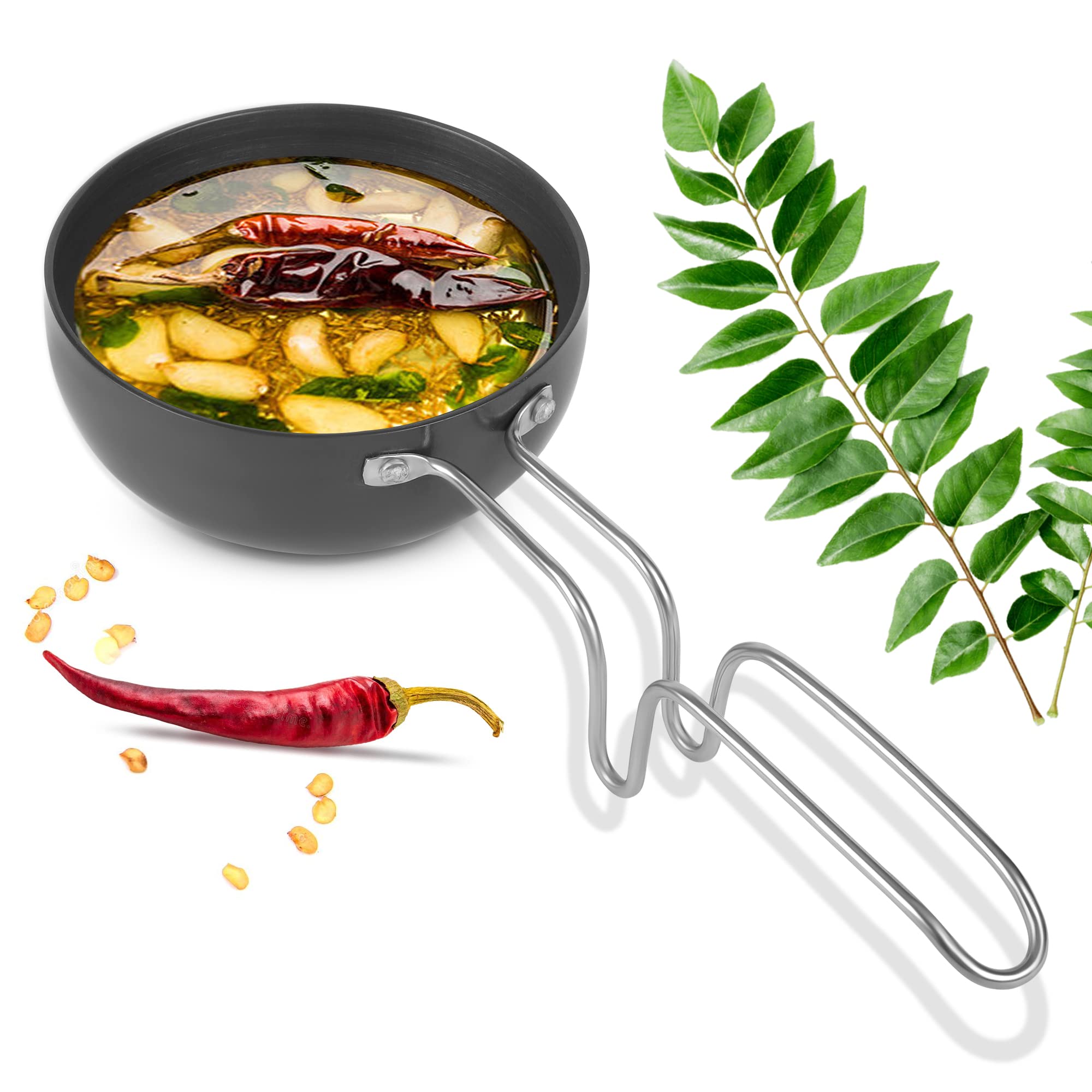 KSJONE Scratch Resistant Coating - Mini & Large Tadka Pans for Eggs, Spices, Melting Butter, Saag, Dal, Kadhi, Dhokla - Dia 12.7 cm