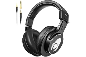 talomen W50X Wired Over-Ear Studio Headphones, Podcast Closed Back Headsets with 50mm Neodymium Drivers, 3.5mm/6.35mm Jack fo