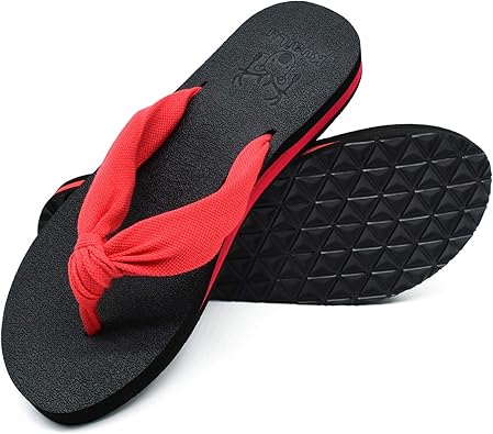 womens fabric strap flip flops