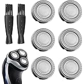 6Pcs SH30 Replacement Heads for Philips Norelco Shaver Series 1000, 2000, 3000, 4000, and 5000 Razors, Shaver Replacement Blades with High Performance, Shave Wet and Dry, with 2 Brushes