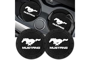 XICONBAO Car Cup Holder Coaster for Ford Mustang Series Recessed Silicone Cupholder Coaster Interior Accessories 2.75in 2Pieces Black