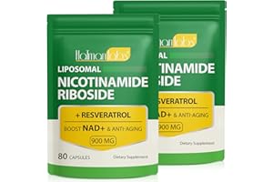 MXCZBSM NAD Supplement - Liposomal Nicotinamide Riboside 900mg, Resveratrol, Quercetin - High Purity NAD Supplement for Energy, Support Cellular Health, Stamina & Healthy Aging - Strength 80 Capsules - 2 Bag