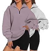 XFIFM 2 Pack Womens Zip Up Hoodies Oversized Sweatshirts Fall Long Sleeve Shirts Fashion Pullover