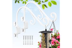 GOODBUY Swivel Plant Hangers Outdoor: 2 Pack 16 Inch Metal Hanging Plant Bracket Sturdy Wrought Iron Plant Hooks Indoor Wall Mount for Hanging Bird Feeders, Lanterns, Flower Baskets, Wind Chimes, White