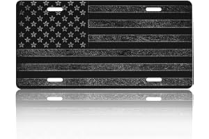 CTVSLFU Front License Plate Cover – Aluminum Metal Car Accessory, Rust-Proof Novelty Vanity Tag Decor for Men & Women, 6x12 with 4 Holes - Black American Flag 002