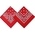 2 Pack Types of Paisley Pattern Bandanas, 22x22 Inches Cotton Bandanas Handkerchief Face Mask for Men & Women