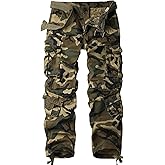 AKARMY Men's Camo Cargo Work Pants Cotton Military Army Casual Tactical Wild Combat Pants with 8 Pockets