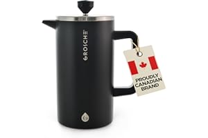 GROSCHE Dublin Stainless Steel French Press Coffee Maker, 18/8 Double Walled Stainless Steel French Press including Measureme