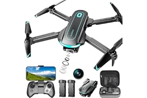 ALORELS Drone with Camera, Drones for Adults and Beginners, 1080P HD FPV Foldable Mini Drones for Kids, with 2 Batteries, Carrying Case, Trajectory Flight, Gravity Control, One-Key Takeoff/Landing, 360° Flip, Toys for Gift