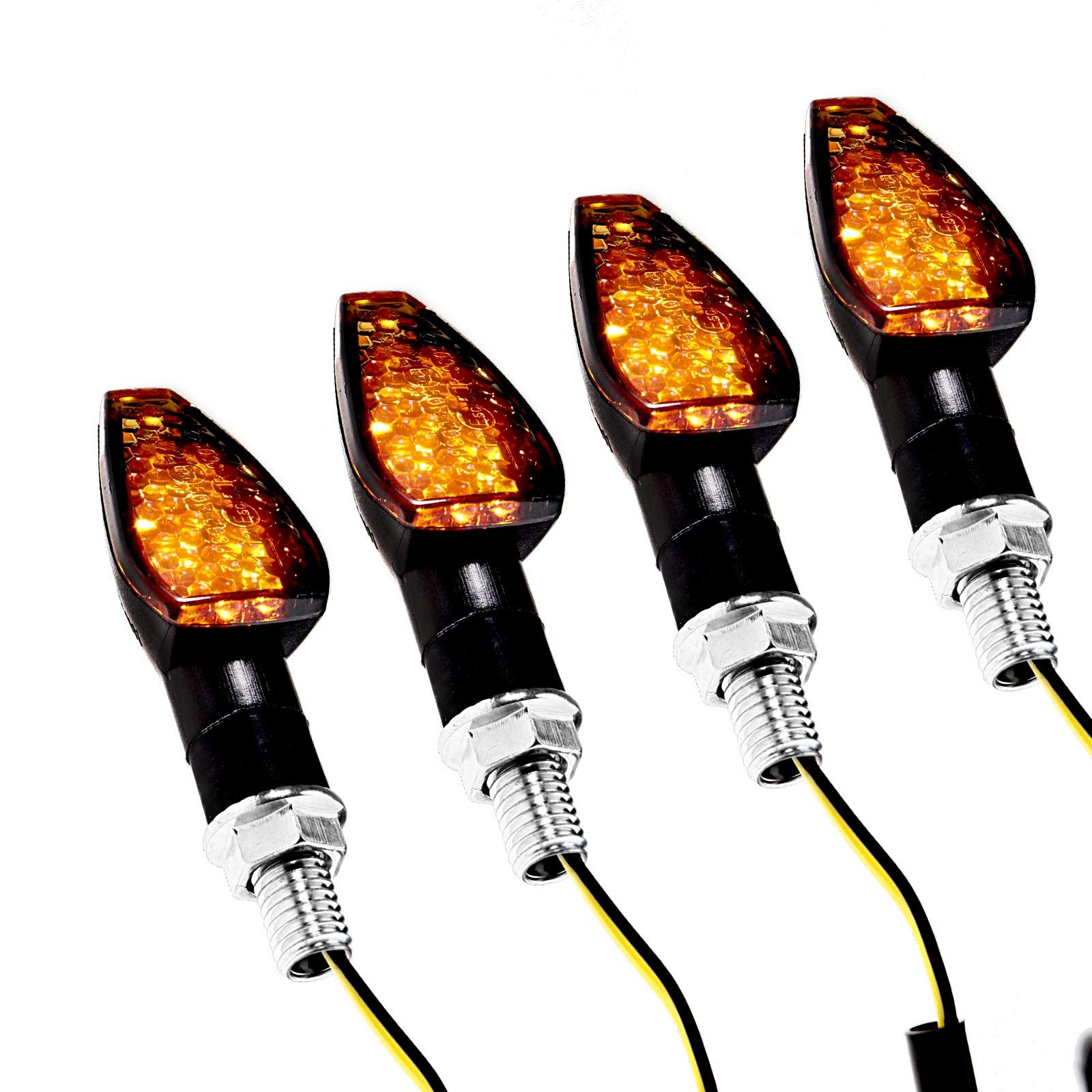 4X Universal Motorcycle 12 LED Turn Signal Indicator Light Amber Blinker E-mark 12V