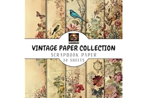 Scrapbook Paper: 20 Vintage Paper Sheets with flowers, butterflies and birds for Scrapbooking, Junk Journals, Card Making, De