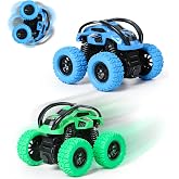 GUIGUZHJ 2 Pack Car Toys for 3 4 5 6 Year Old Boy Girl, Push and Go Cars Toys for Toddler Age 3-6, Monster Trucks Friction Vehicles Toy, 360&deg; Rotating Stunt Car Toy for Kids Christmas Birthday Gifts
