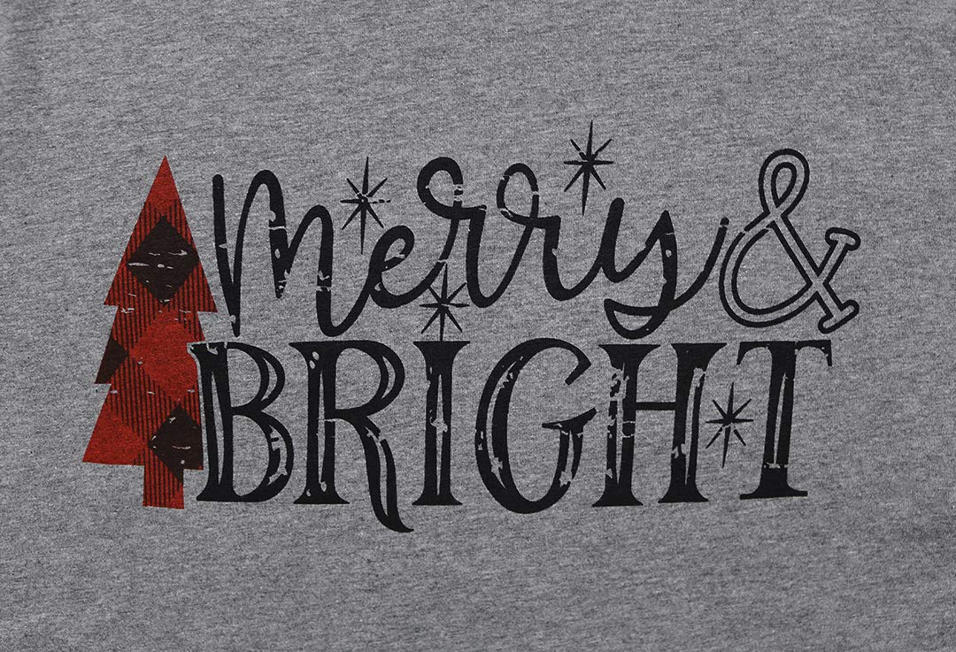 JINTING Merry and Bright Shirts Women Long Sleeve Merry Christmas Tree Graphic Print Tee Shirts Tops Blouse Plus Size - Image 3
