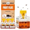 Super Ninja Fruit Fly Traps for Indoors, 4 Pack | Fruit Flies Catcher for Home & Kitchen with Adhesive Back, Kids & Pets Frie