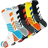 YWSLRC 5 Pairs Men's Athletic Crew Socks Performance Thick Cushioned Sport Basketball Running Training Compression Sock