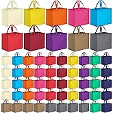 Zhehao 60 Pcs Reusable Grocery Bags Bulk Large Foldable Shopping Tote Bags Non Woven with Handle and Plastic Button(Multicolor)