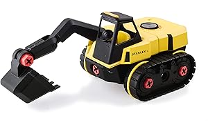 STANLEY Jr. Take Apart Excavator Kit for Kids TT007-SY: Children’s 22 Piece Yellow STEM Construction Toy Truck with Figure, Screwdriver, Bolts, Ages 3+