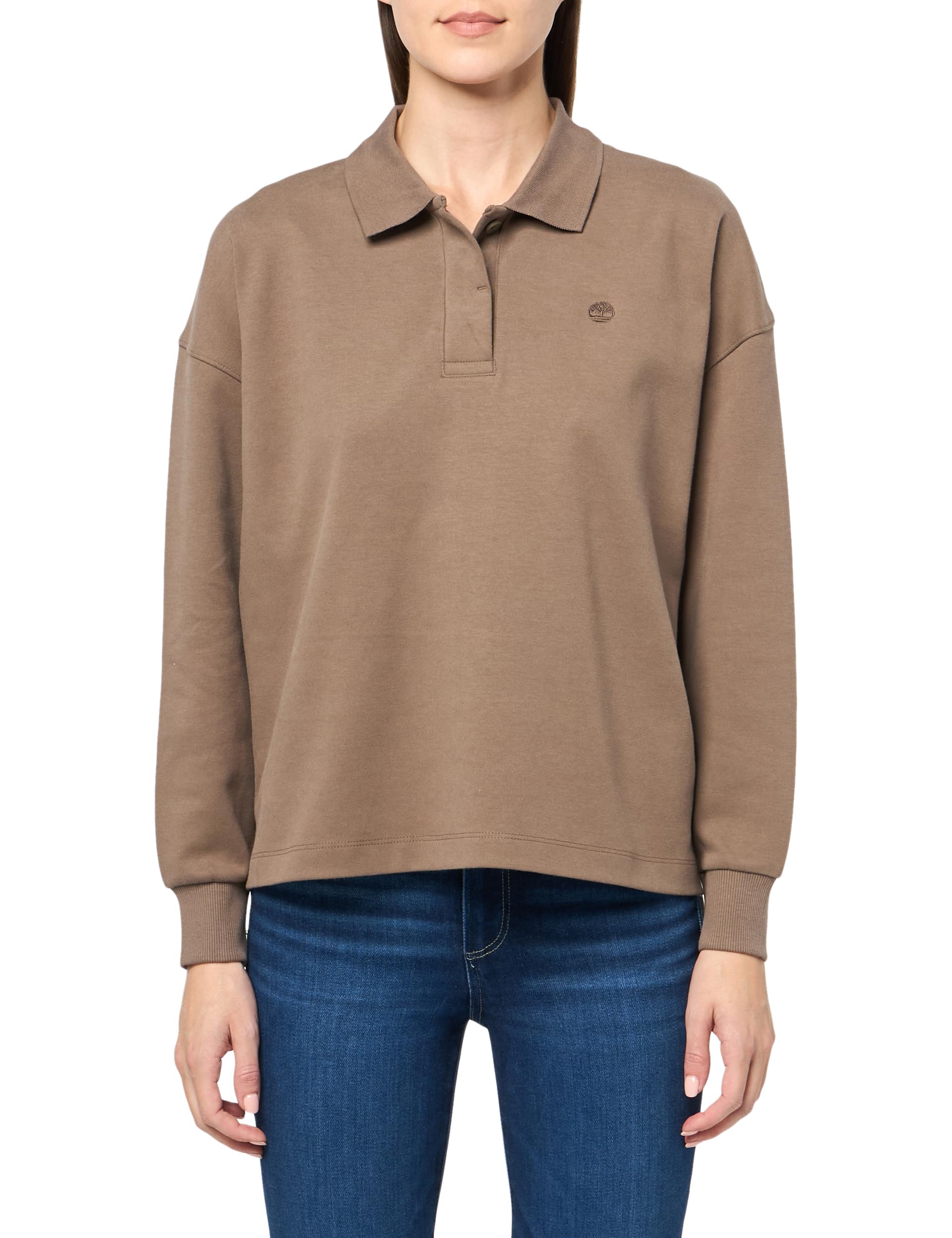 Photo 1 of Timberland Women's Polo Sweatshirt, Chocolate Chip, XX-Large