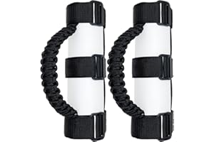 RDFUN 2 x Roll Bar Grab Handles Grip Handle for Jeep Wrangler YJ TJ JK JKU JL JLU Sahara Rubicon X Sports Freedom & Unlimited 1987-2022 (Black)