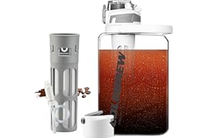 ITSLIFE Cold Brew Coffee Maker, 68oz Iced Coffee Tritan Pitcher with Filter, 2 Pour Spout Lids for Ice Coffee Tea, Airtight & Leak-Proof Coffee Barrel(Grey)