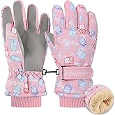 ALANGDUO 【Waterproof & Extra Warm】 Kids Winter Snow Gloves, Thickened Windproof Ski Snowboarding Gloves for Cold Weather Boys Girls