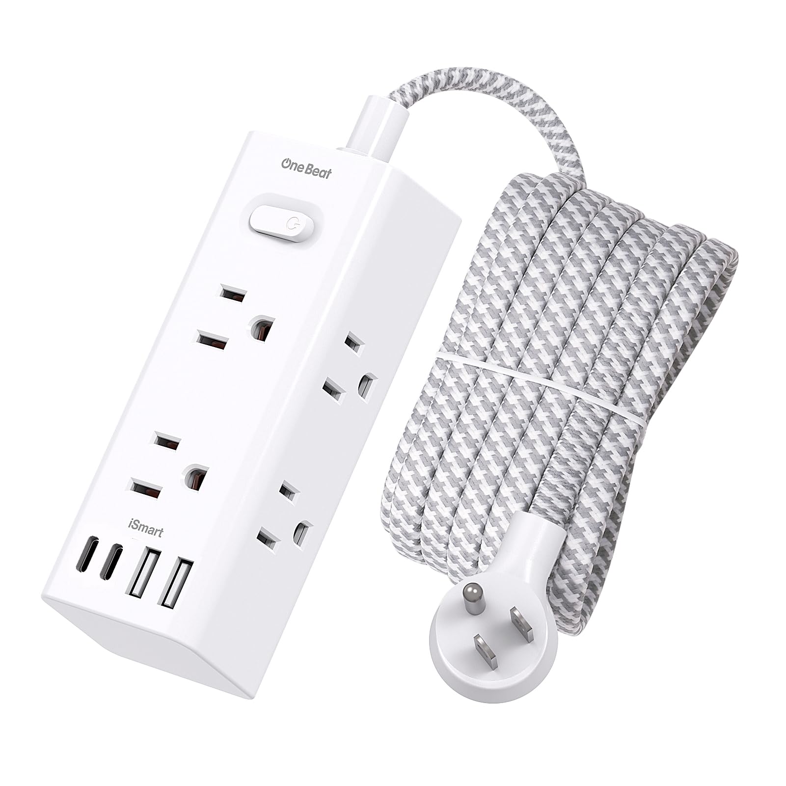 Photo 1 of 10 Ft Power Strip Surge Protector - One Beat 10ft Extension Cord with 6 Widely Outlets 4 USB Ports (2 USB C), Wall Mount Outlet Extender, Flat Plug Power Strip for Travel Home Office College Dorm Room