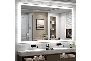 SMIROR 66x36 Black Frame LED Mirrors for Bathroom Wall, Large Lighted Vanity Mirrors, Dimmable, Anti-Fog, Memory, Shatterproof, ETL Listed (Front Lights and Backlit)