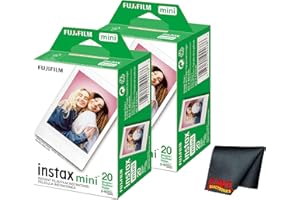 Fujifilm Instax Mini Instant Camera Film (40 Photo Exposure) Bundle with 6AVE Microfiber Cleaning Cloth