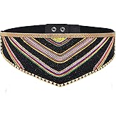 idealway Bohemian Women Belts Handmade Beads Ethnic Statement Wide Elastic Body Belt for Girls Women Dresses